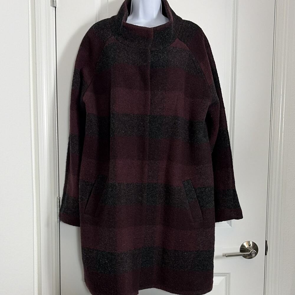 Kebab Funnelneck Plaid Wool Blend Coatigan Jacket Xl
